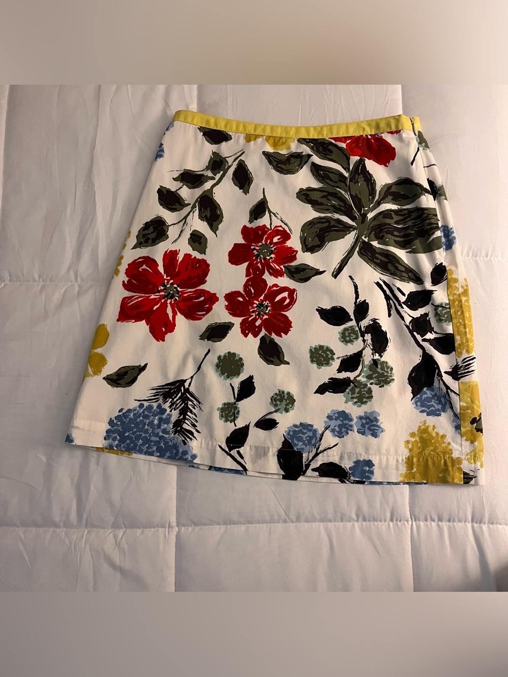 Boden Classic A-Line Side Zip Garden Party Print Skirt, Sz 6P
